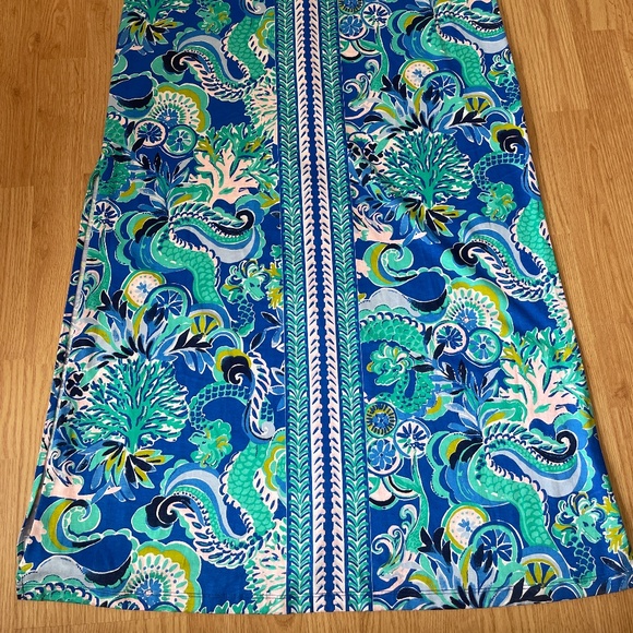 EUC Lilly Pulitzer Anissa Maxi Blue Grotto Sirens Spirits Pima Cotton Size Large - Picture 4 of 8